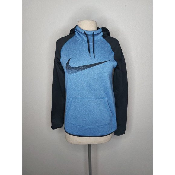 Nike Tops - Nike Womens Hoodie Sweatshirt XS Therma Fit Blue Black Pullover 695596-456